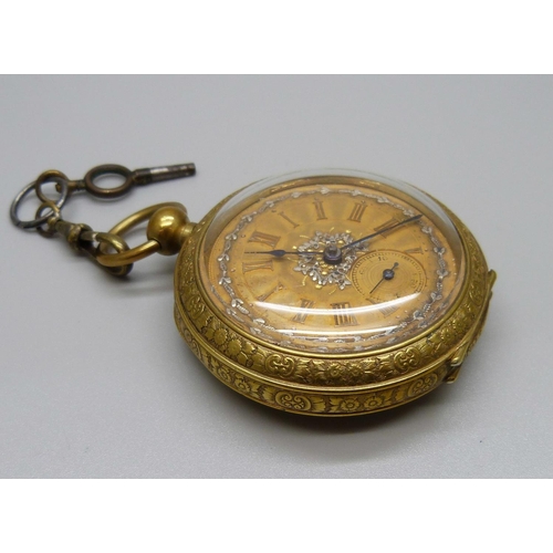 950 - An early 20th Century Swiss made pocket watch in gold tone case, the inner case marked Awarded 6 Pri... 