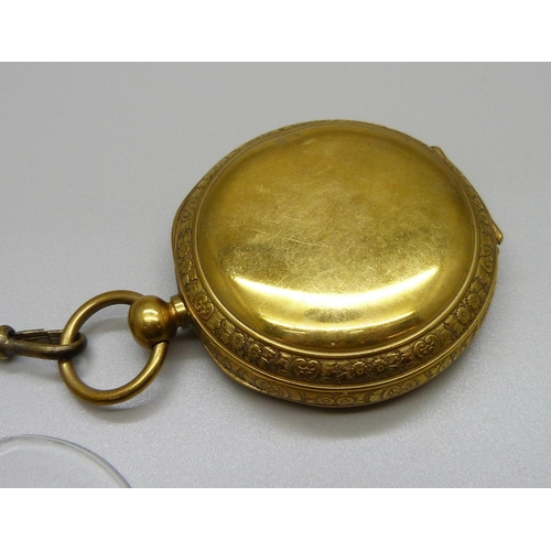 950 - An early 20th Century Swiss made pocket watch in gold tone case, the inner case marked Awarded 6 Pri... 