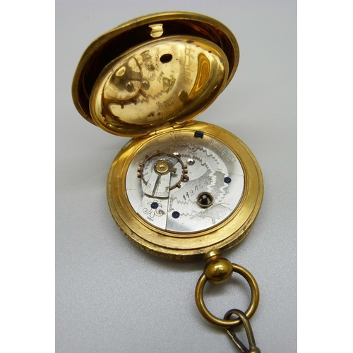 950 - An early 20th Century Swiss made pocket watch in gold tone case, the inner case marked Awarded 6 Pri... 