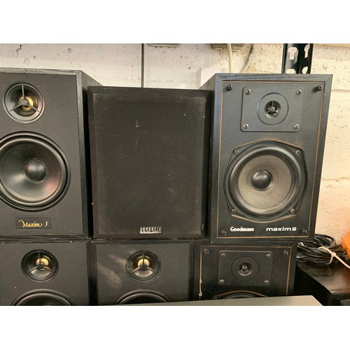 2263 - Sony DVD player and Technics amplifier, Yamaha A-520 HDMI amplifier and 10 mixed speakers  *This lot... 