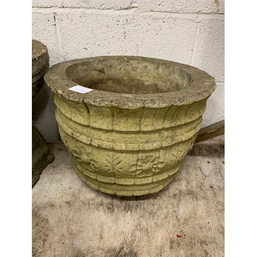 2392 - 3 round stone planters: one vase-style 22