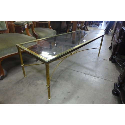 129 - An Italian brass and glass topped rectangular coffee table