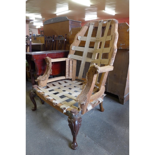 202 - A 19th Century French walnut armchair frame