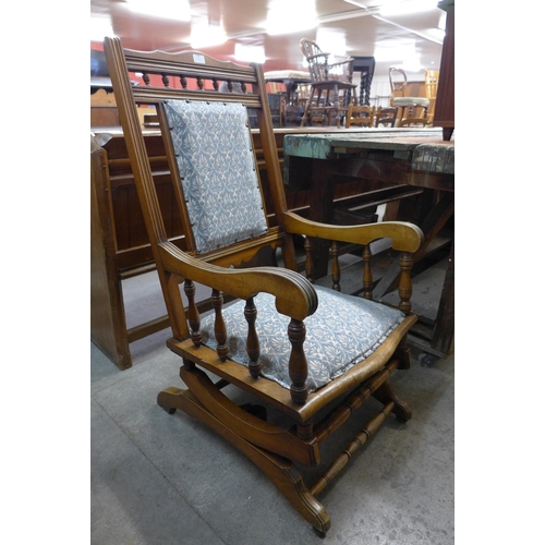 226 - A 19th Century American beech rocking chair