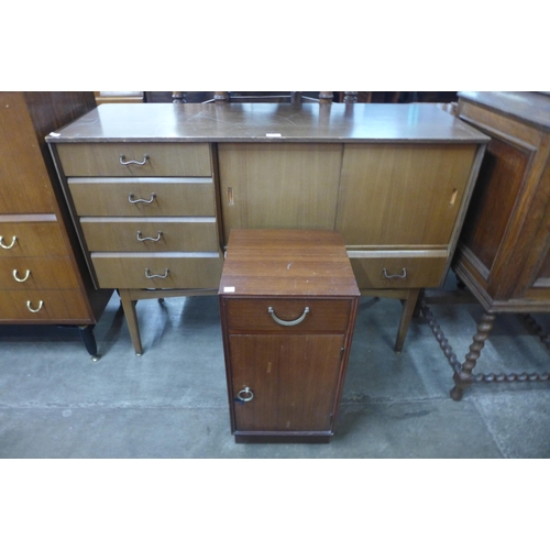 56 - A Nathan tola wood sideboard and a Meredew afromosia bedside cupboard