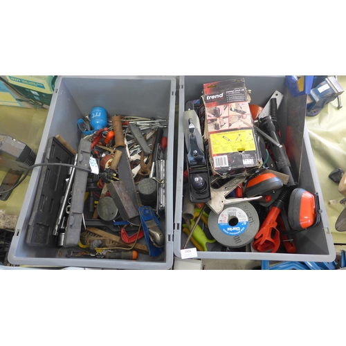 2004 - Two large tubs of various misc. tools, spanners, misc. hardware, Maglite torch, etc.