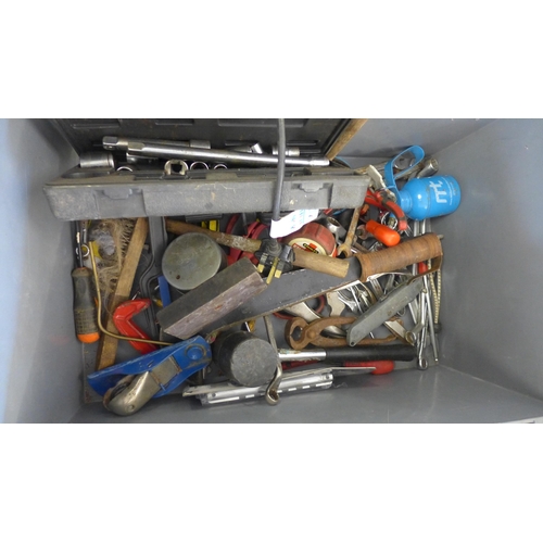 2004 - Two large tubs of various misc. tools, spanners, misc. hardware, Maglite torch, etc.