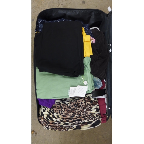 2064 - 3 suitcases, 2 containing tagged unused women's clothing, 1 containing men's clothing, appox 50-60 i... 