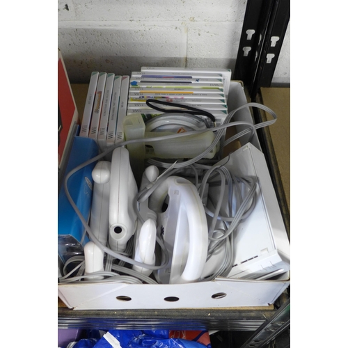 2227 - Nintendo Wii, wheels, 20 games including Wii Fit, 3 Nintendo DS consoles, 2 cases and 12 games plus ... 