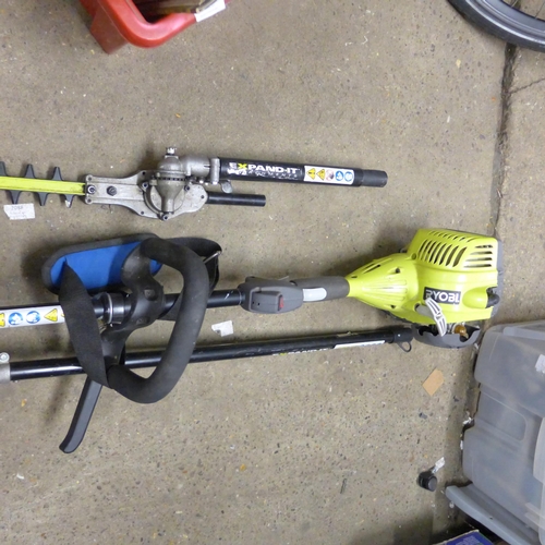 2299 - Ryobi petrol-driven strimmer with interchanging saw and hedge trimmer heads