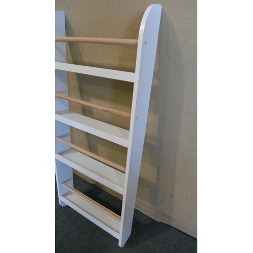 3019 - GLTC narrow Greenway bookcase, white and natural, original RRP £65