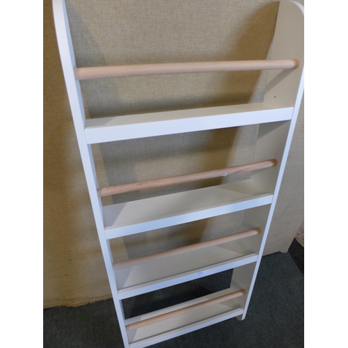 3019 - GLTC narrow Greenway bookcase, white and natural, original RRP £65