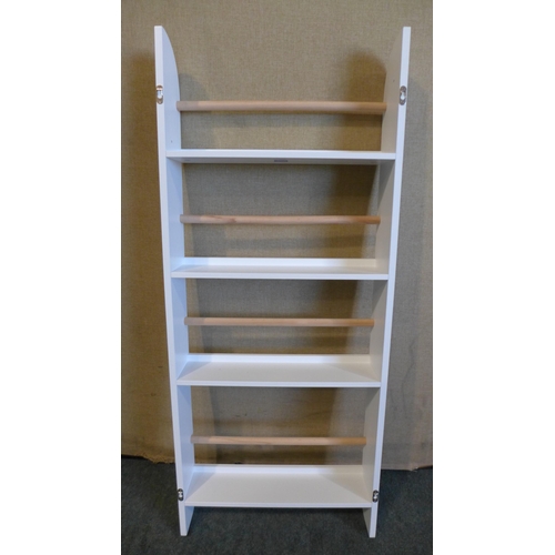 3019 - GLTC narrow Greenway bookcase, white and natural, original RRP £65