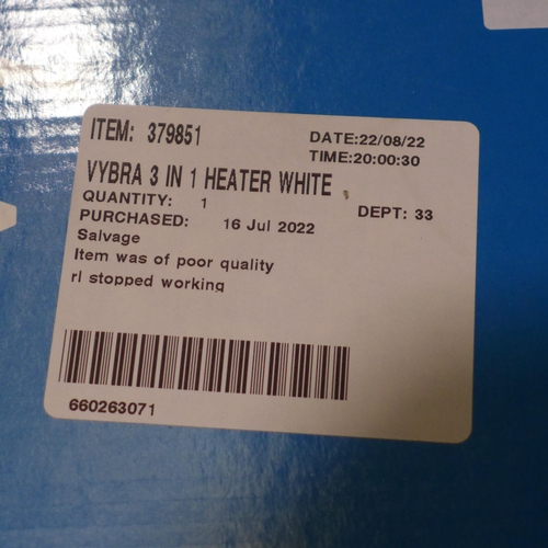 3180 - Vybra 3 In 1 Heater White, Original RRP £119.99 + vat       (268-176)   * This lot is subject to vat