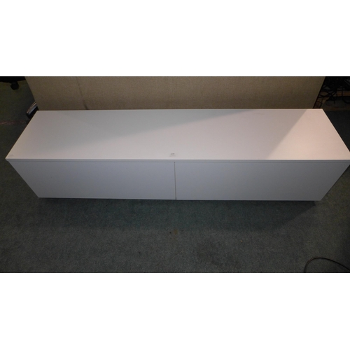 3190 - White two door Low TV unit (H30 x D33 x W140cms)