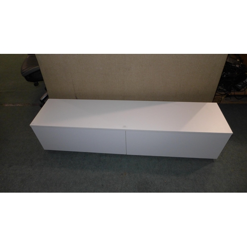 3190 - White two door Low TV unit (H30 x D33 x W140cms)