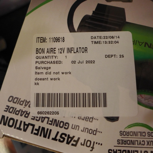 3238 - Bon Aire 12V Inflator    Tc12Cuk        C8/L24/P96 (268-106)   * This lot is subject to vat