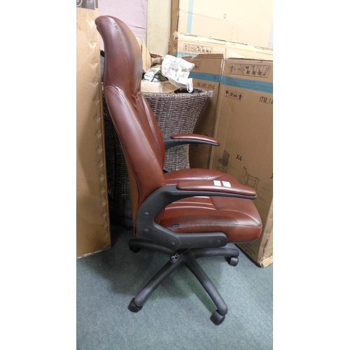 3281 - IWMH brown leather effect office chair, original RRP £170