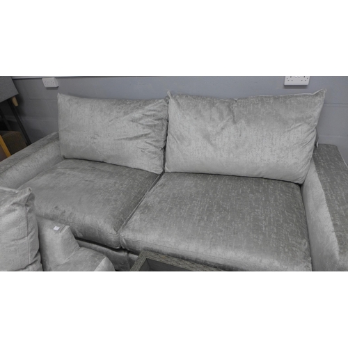 1347 - A silver upholstered four seater sofa with love seat