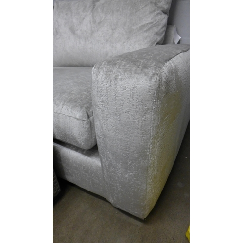 1347 - A silver upholstered four seater sofa with love seat