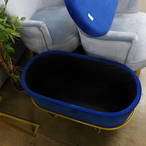 1367 - A blue upholstered storage stool