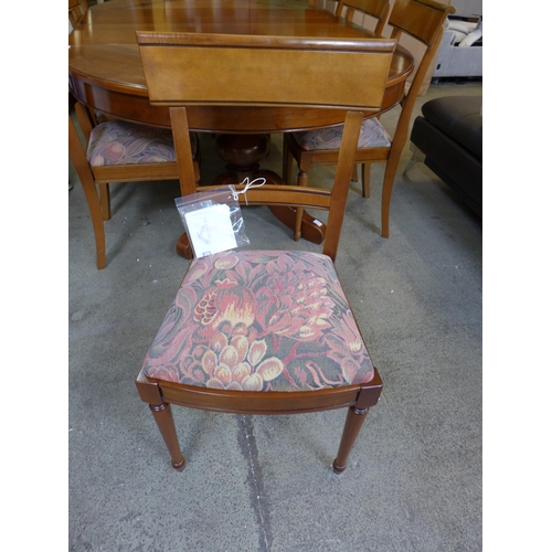 1490 - A Grange Rochambeau cherrywood/walnut double extending pedestal dining table and eight bar back dini... 