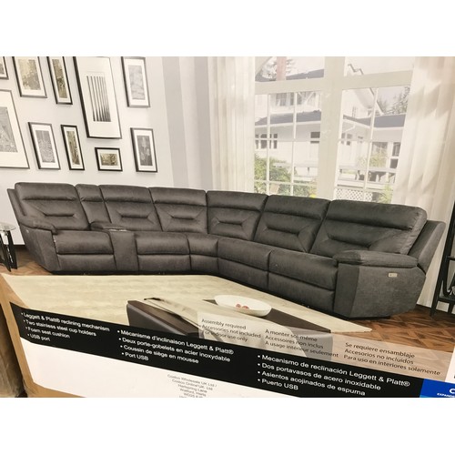 1405 - Justin Grey Fabric Reclining Sectional Sofa, Original RRP  £1833.33 + vat (4143-2) - missing one sec... 