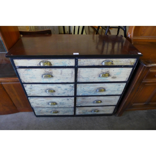 192 - A painted pine and beech chest of drawers