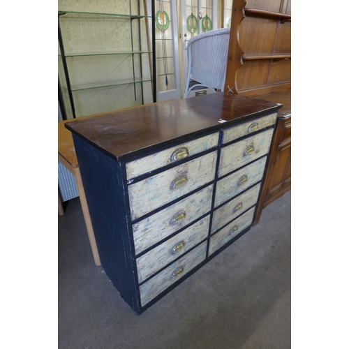 192 - A painted pine and beech chest of drawers