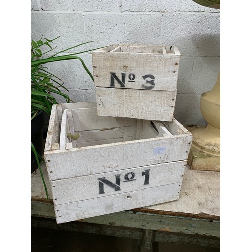 2158 - Set of 4 painted and numbered crates/planters