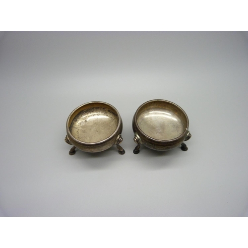 1016 - A pair of silver salts, London1787, 95g