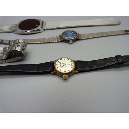 1028 - A Sekonda wristwatch, a lady's 835 silver wristwatch and two others