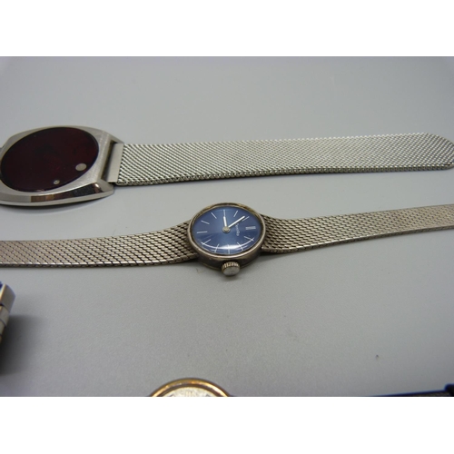 1028 - A Sekonda wristwatch, a lady's 835 silver wristwatch and two others