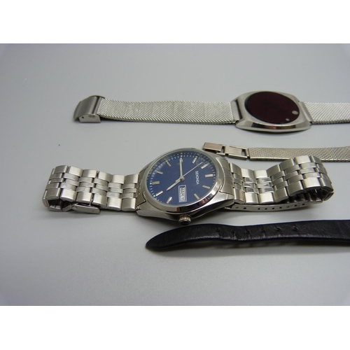 1028 - A Sekonda wristwatch, a lady's 835 silver wristwatch and two others