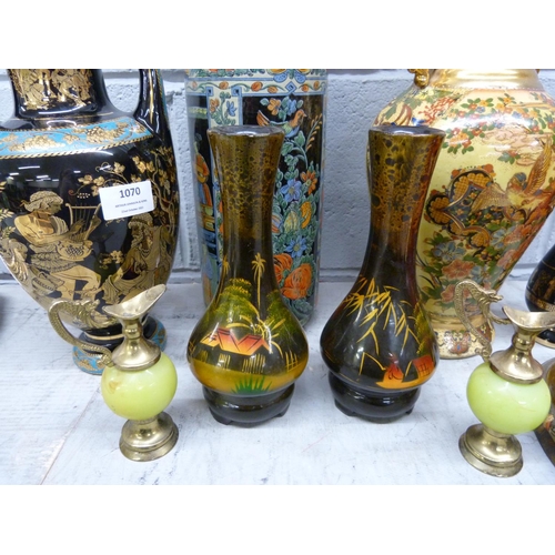 1070 - A collection of decorative vases and other items, mainly oriental style **PLEASE NOTE THIS LOT IS NO... 