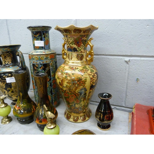 1070 - A collection of decorative vases and other items, mainly oriental style **PLEASE NOTE THIS LOT IS NO... 