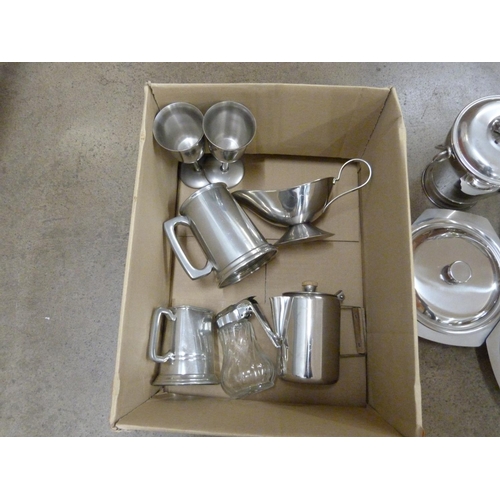 1072 - A collection of metalwares including pewter and stainless steel **PLEASE NOTE THIS LOT IS NOT ELIGIB... 