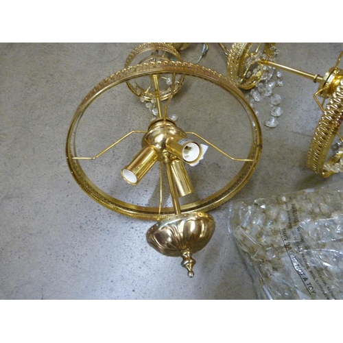 1074 - Two large ceiling lights, with glass droplets **PLEASE NOTE THIS LOT IS NOT ELIGIBLE FOR POSTING AND... 