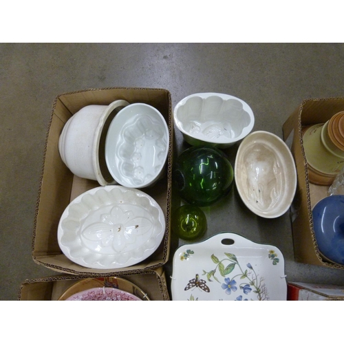 1077 - Four boxes of china including breweriana and jelly moulds **PLEASE NOTE THIS LOT IS NOT ELIGIBLE FOR... 