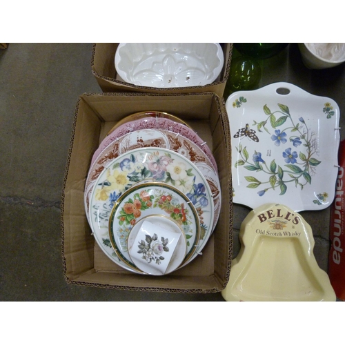 1077 - Four boxes of china including breweriana and jelly moulds **PLEASE NOTE THIS LOT IS NOT ELIGIBLE FOR... 