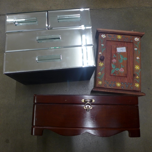 1080 - Two jewellery chests and a key cupboard **PLEASE NOTE THIS LOT IS NOT ELIGIBLE FOR POSTING AND PACKI... 