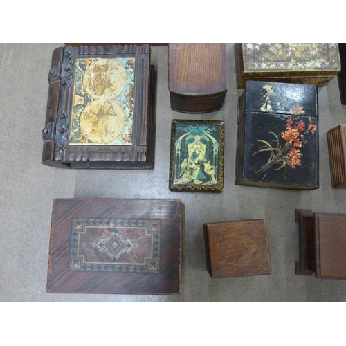 1093 - A collection of wooden boxes including papier mache, a porcupine quill box, cigar boxes (16) **PLEAS... 