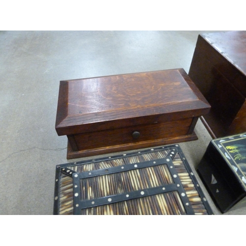 1093 - A collection of wooden boxes including papier mache, a porcupine quill box, cigar boxes (16) **PLEAS... 