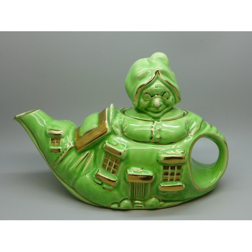 624 - A Lingard Pottery 1930 'Old Lady Who Lived In A Shoe' teapot, very small chip to the spout
