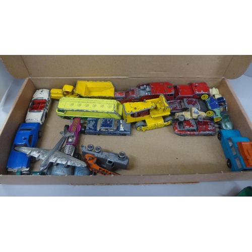 651 - A collection of model vehicles and aircraft including Matchbox and Dinky, 25+ items, some for restor... 