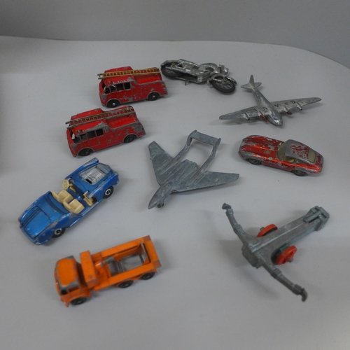 651 - A collection of model vehicles and aircraft including Matchbox and Dinky, 25+ items, some for restor... 
