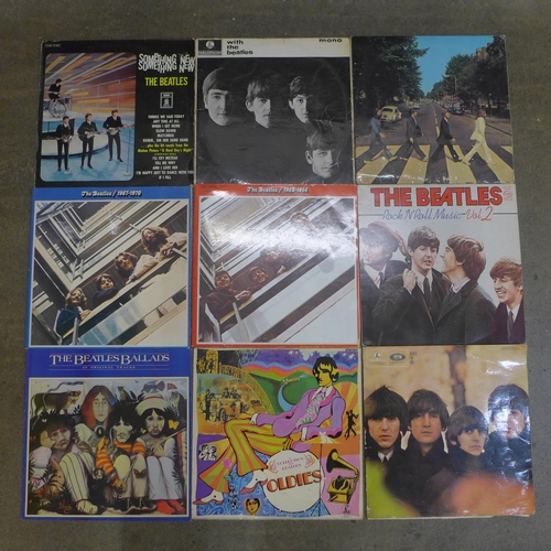 659 - Nine The Beatles LP records, Something New, Abbey Road, With the Beatles, etc.