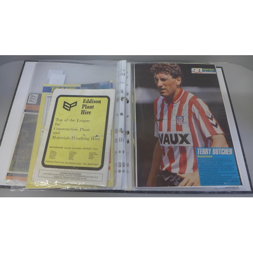 683 - Football memorabilia; football autographs in file, includes Terry Butcher, Gordon Durie, Jimmy Case,... 