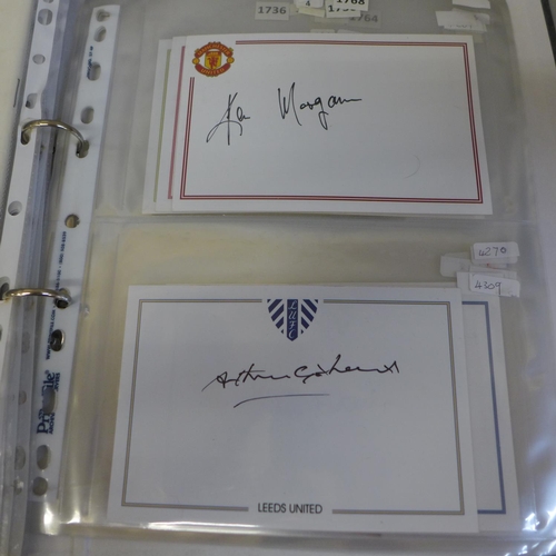 683 - Football memorabilia; football autographs in file, includes Terry Butcher, Gordon Durie, Jimmy Case,... 