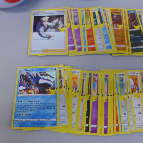 692 - 160 Pokemon holographic cards with two Pokeball tins